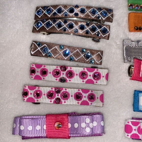 Lot of 40 barrettes many with Swarovski stones plus two headbands - Picture 7 of 12
